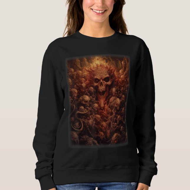Visions of Hell Satan Devils Demons Monster Skelet Sweatshirt (Front)