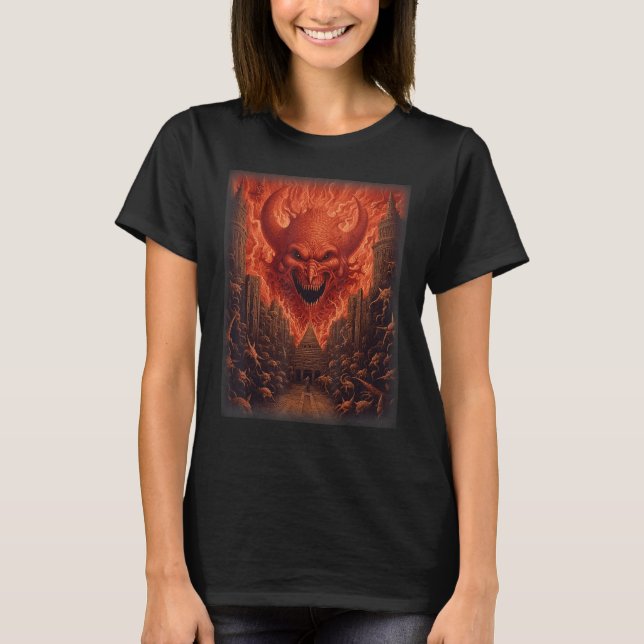 Visions of Hell Satan Devils Demons Monster Skelet T-Shirt (Front)