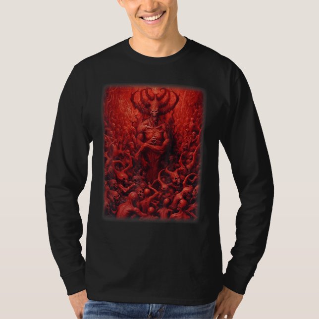 Visions of Hell Satan Devils Demons Monster Skelet T-Shirt (Front)