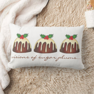 Visions of Sugar Plums Plum Pudding Holiday Food Lumbar Cushion
