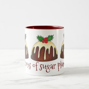 Visions of Sugar Plums Pudding British Christmas Two-Tone Coffee Mug