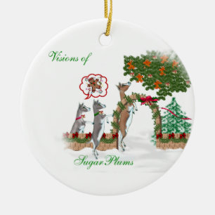 Visions of SugarPlums Goat Christmas Ceramic Tree Decoration