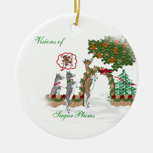 Visions of SugarPlums Goat Christmas Ceramic Tree Decoration (Front)