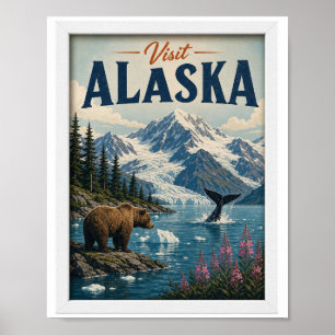 Visit Alaska Travel Vintage Poster