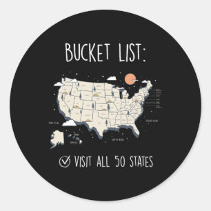 Visit All 50 States Classic Round Sticker