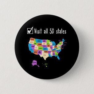 Visit All 50 States Gift Usa Bucket List 6 Cm Round Badge