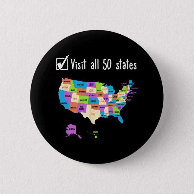 Visit All 50 States Gift Usa Bucket List  6 Cm Round Badge (Front)