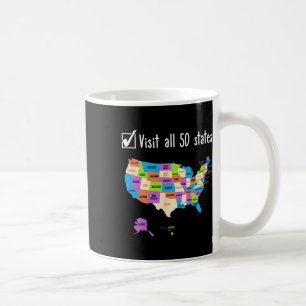 Visit All 50 States Gift Usa Bucket List Coffee Mug