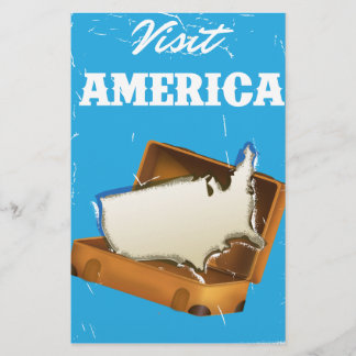 Visit america Retro old travel poster Stationery
