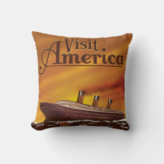 Visit America vintage cruise liner poster Cushion