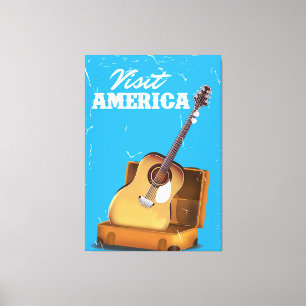 Visit america vintage travel poster canvas print