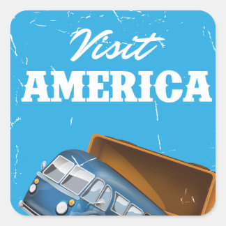 Visit America vintage vacation print. Square Sticker