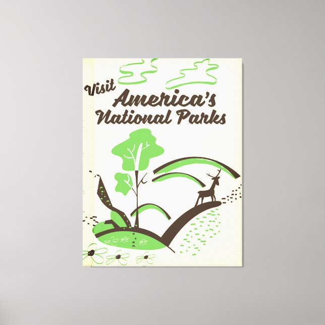Visit America's National Parks vintage poster Canvas Print (Front)
