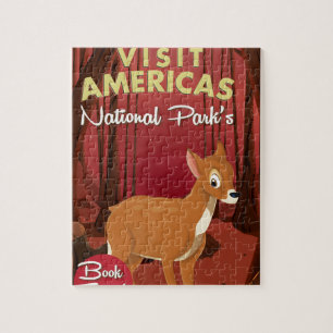 Visit Americas National Parks Vintage poster. Jigsaw Puzzle