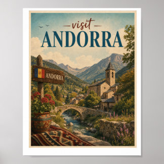 Visit Andorra Travel Vintage Poster