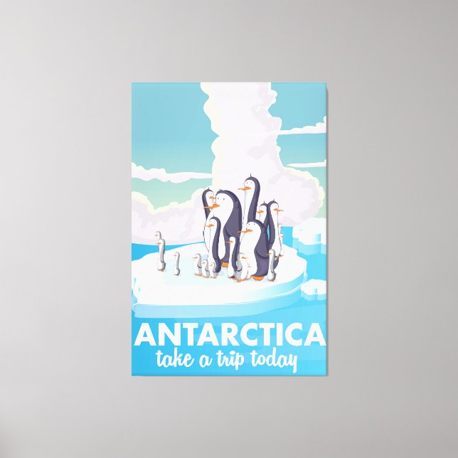 Visit Antarctica  Vintage travel poster Canvas Print (Front)