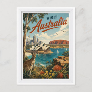 Visit Australia Travel Vintage Postcard