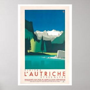 Visit Austria and Alps Vintage Travel Poster