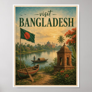 Visit Bangladesh Travel Vintage Poster