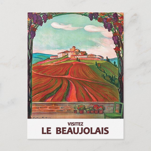 Visit Beaujolais, France. French vintage travel Postcard (Front)