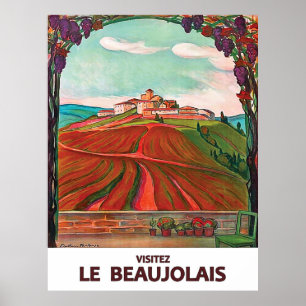 Visit Beaujolais, France, French vintage travel Poster
