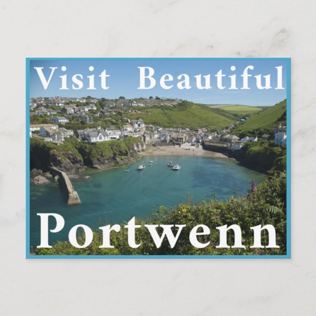 Visit Beautiful Portwenn Postcard (Front)