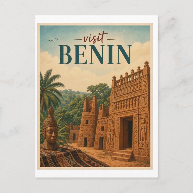 Visit Benin Travel Vintage Postcard (Front)