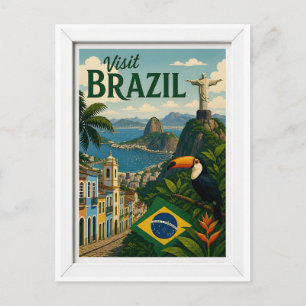 Visit Brazil Travel Vintage Postcard