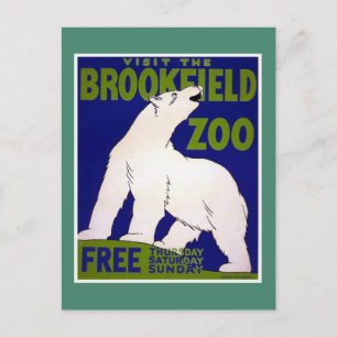 Visit Brookfield Zoo Vintage WPA Postcard