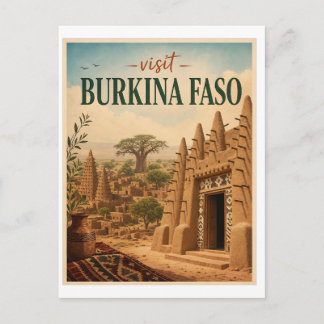 Visit Burkina Faso Travel Vintage Postcard