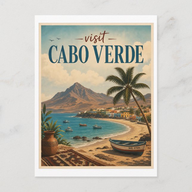 Visit Cabo Verde Travel Vintage Postcard (Front)