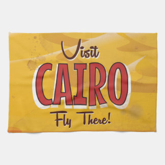Visit Cairo Egypt vintage travel poster Tea Towel