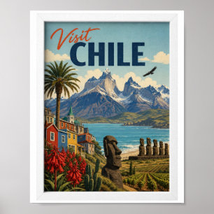 Visit Chile Travel Vintage Poster