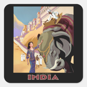 Visit Colourful India Square Sticker