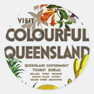 Visit Colourful Queensland Classic Round Sticker