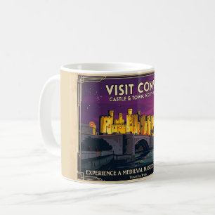 Visit Conwy Castle Vintage Style Travel Poster Art Coffee Mug