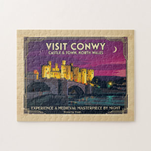 Visit Conwy Castle Vintage Style Travel Poster Art Jigsaw Puzzle