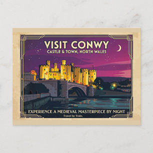 Visit Conwy Castle Vintage Style Travel Poster Art Postcard