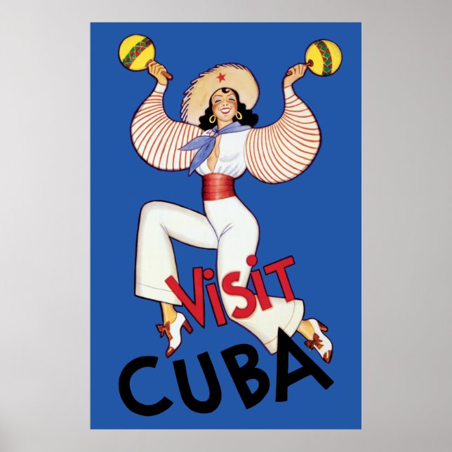 Visit Cuba Vintage Cuban Travel Poster (Cuba 2) (Front)