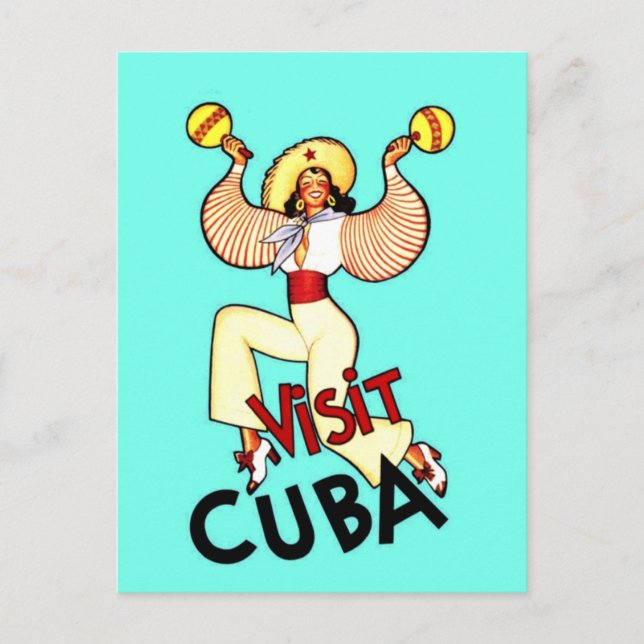 Visit Cuba Vintage Travel Holiday Postcard (Front)