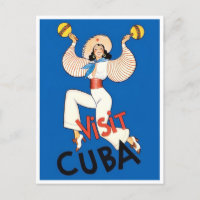 Visit Cuba vintage travel postcard