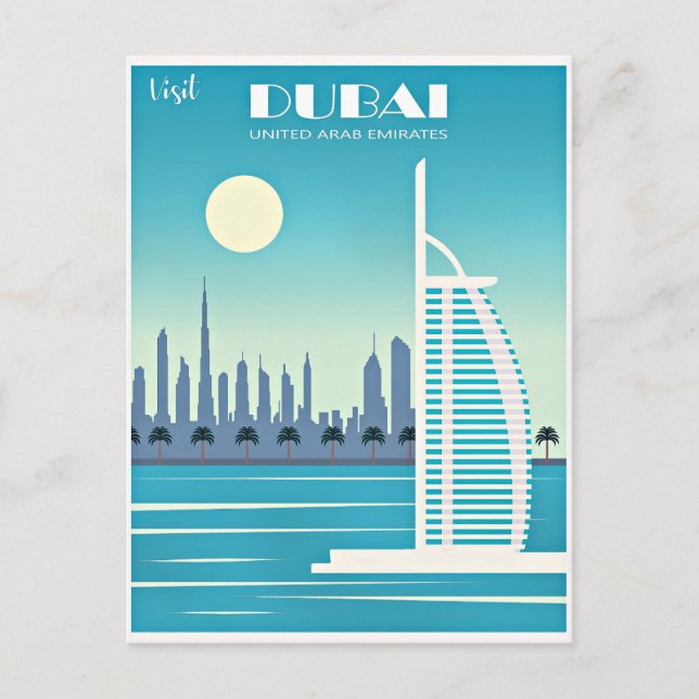 Visit Dubai travel poster Holiday Postcard (Front)