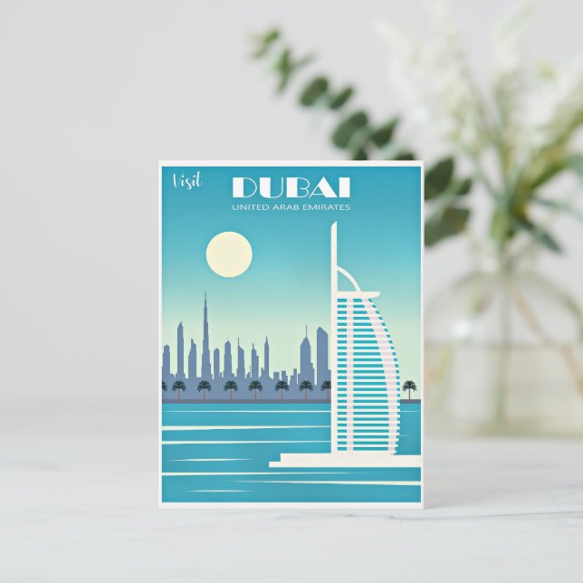 Visit Dubai travel poster Postcard (Standing Front)