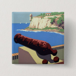 Visit El Morro Fortress, Puerto Rico, Old San Juan 15 Cm Square Badge