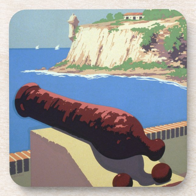 Visit El Morro Fortress, Puerto Rico, Old San Juan Coaster (Front)