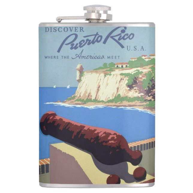 Visit El Morro Fortress, Puerto Rico, Old San Juan Hip Flask (Front)
