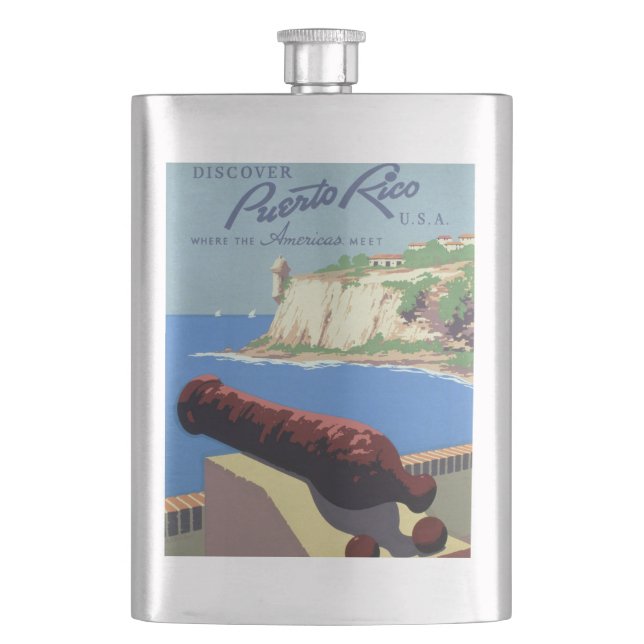 Visit El Morro Fortress, Puerto Rico, Old San Juan Hip Flask (Front)