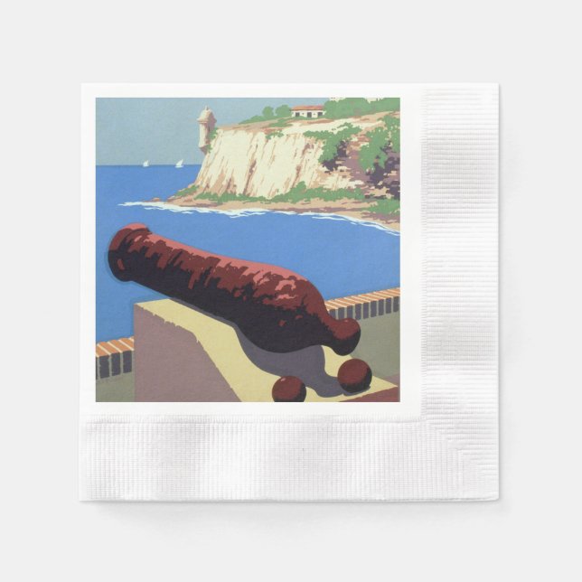 Visit El Morro Fortress, Puerto Rico, Old San Juan Napkin (Front)