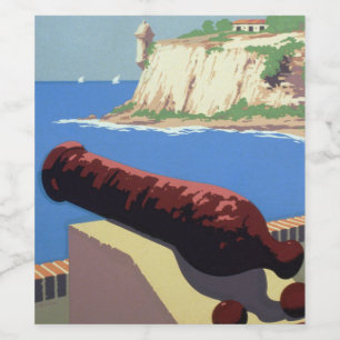 Visit El Morro Fortress, Puerto Rico, Old San Juan Wine Label