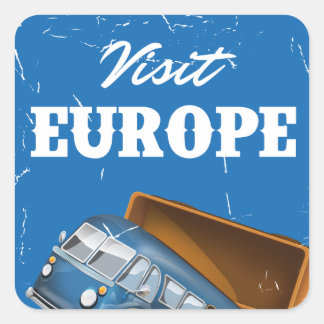 Visit Europe vintage vacation print. Square Sticker